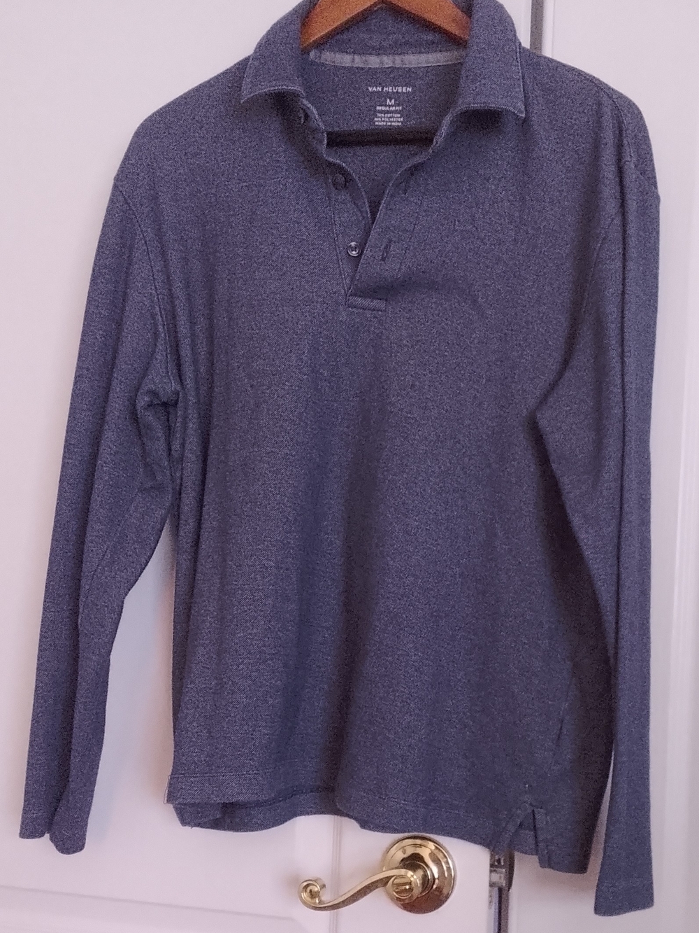Van Heusen Men's Long Sleeve Polo - Heather Blue